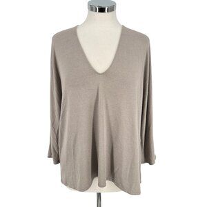 Wilfred Free Aritzia Knit V-Neck Top Lightweight Loose Fit Gray Size Large